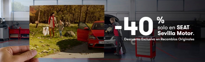 Por ser cliente SEAT en Sevilla Motor tiene un 40% de Descuento en Recambios Originales
